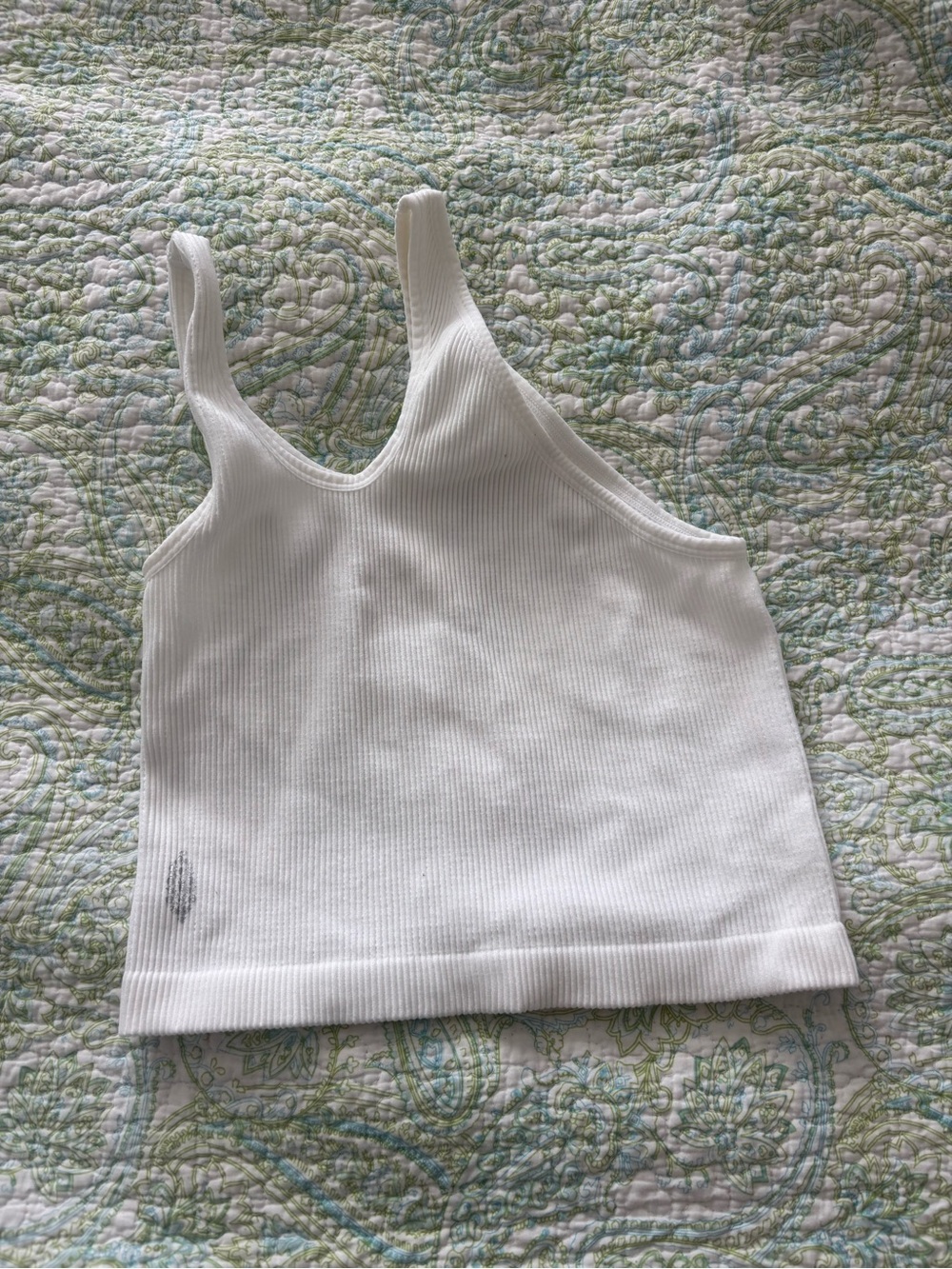 Free people Ribbed assymetrical straps White Tank Crop Top